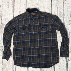 Orvis Flannel Plaid Mens Button Down Long Sleeve Outerwear Hiking Shirt